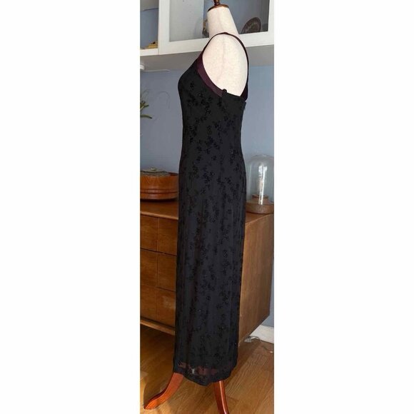 SOLD Mesh & Floral Velvet Glitter Maxi Dress Strappy Whimsygoth Vampy S - Picture 5 of 8